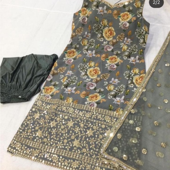 Dresses & Skirts - Trendy grey Indian Salwar Kameez chudidar bottom